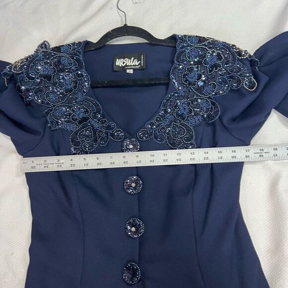 Ursula of Switzerland Blue Beaded Jacket and Skirt - Picture 8 of 16